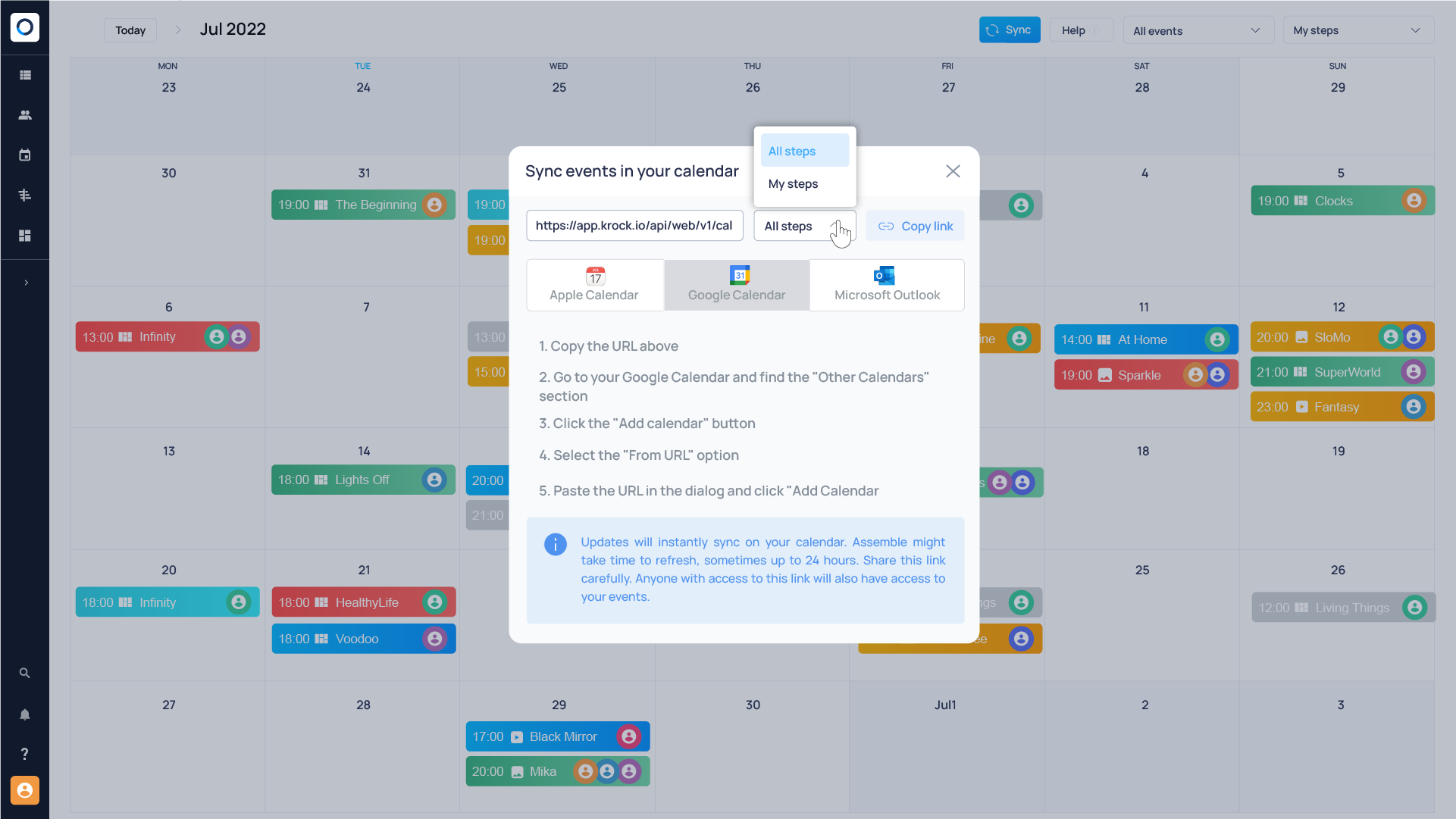 google calendar sync