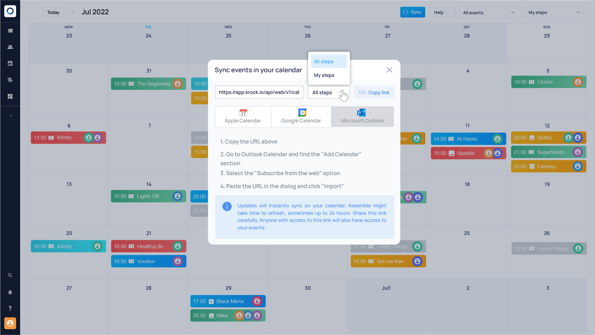 outlook calendar sync