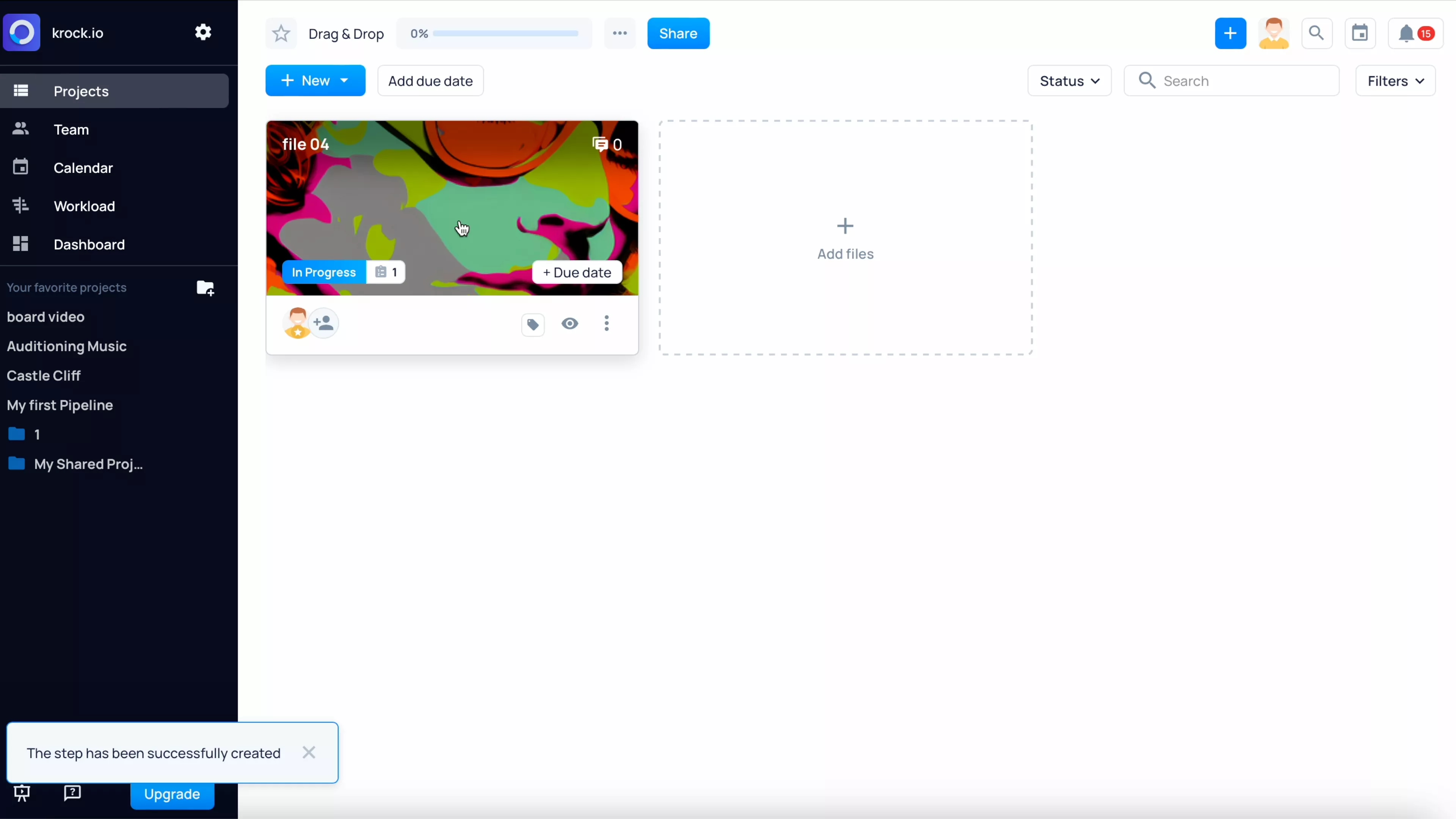 Drag&Drop files in Krock.io