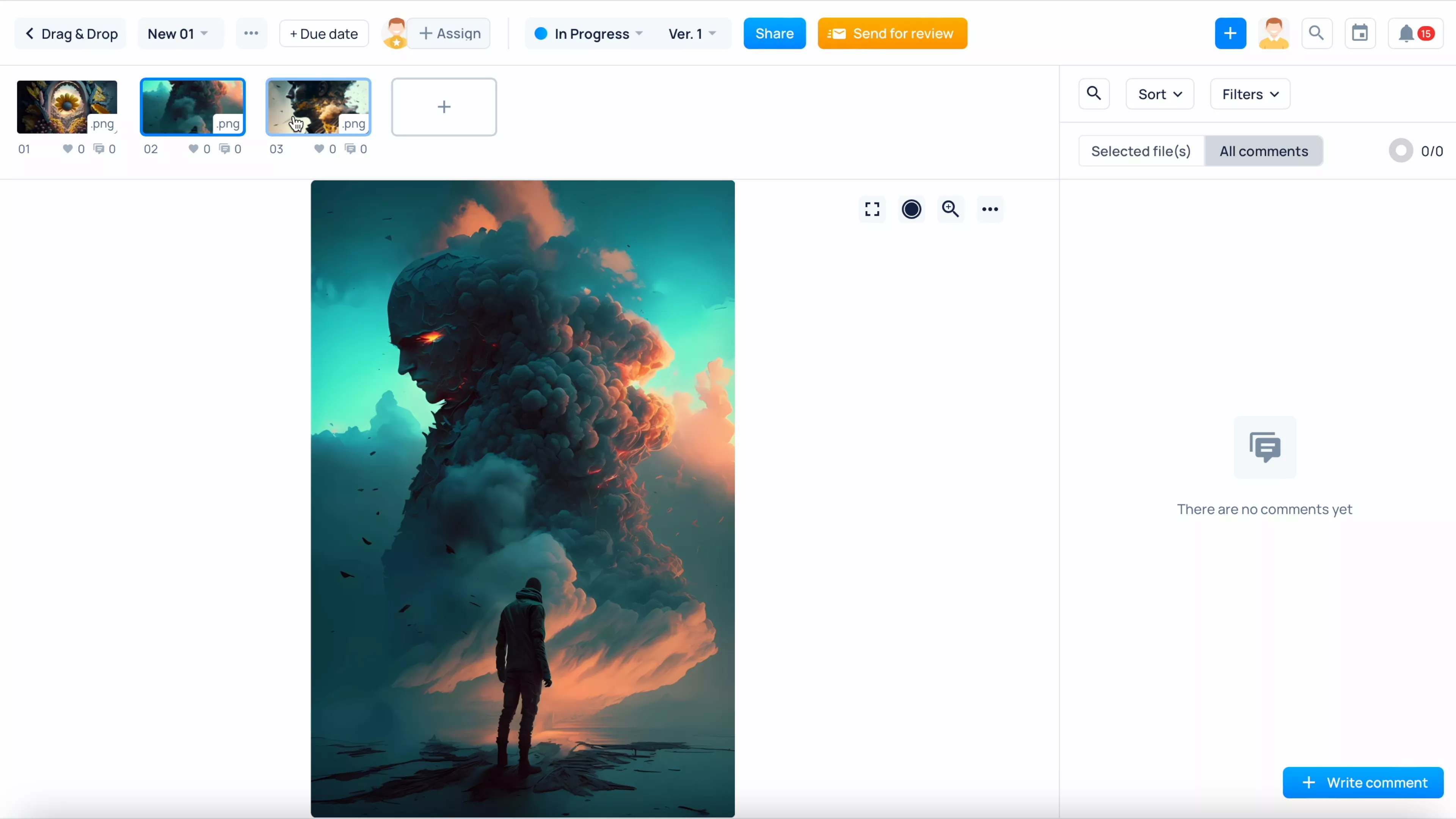 Drag&Drop files into version with krock.io