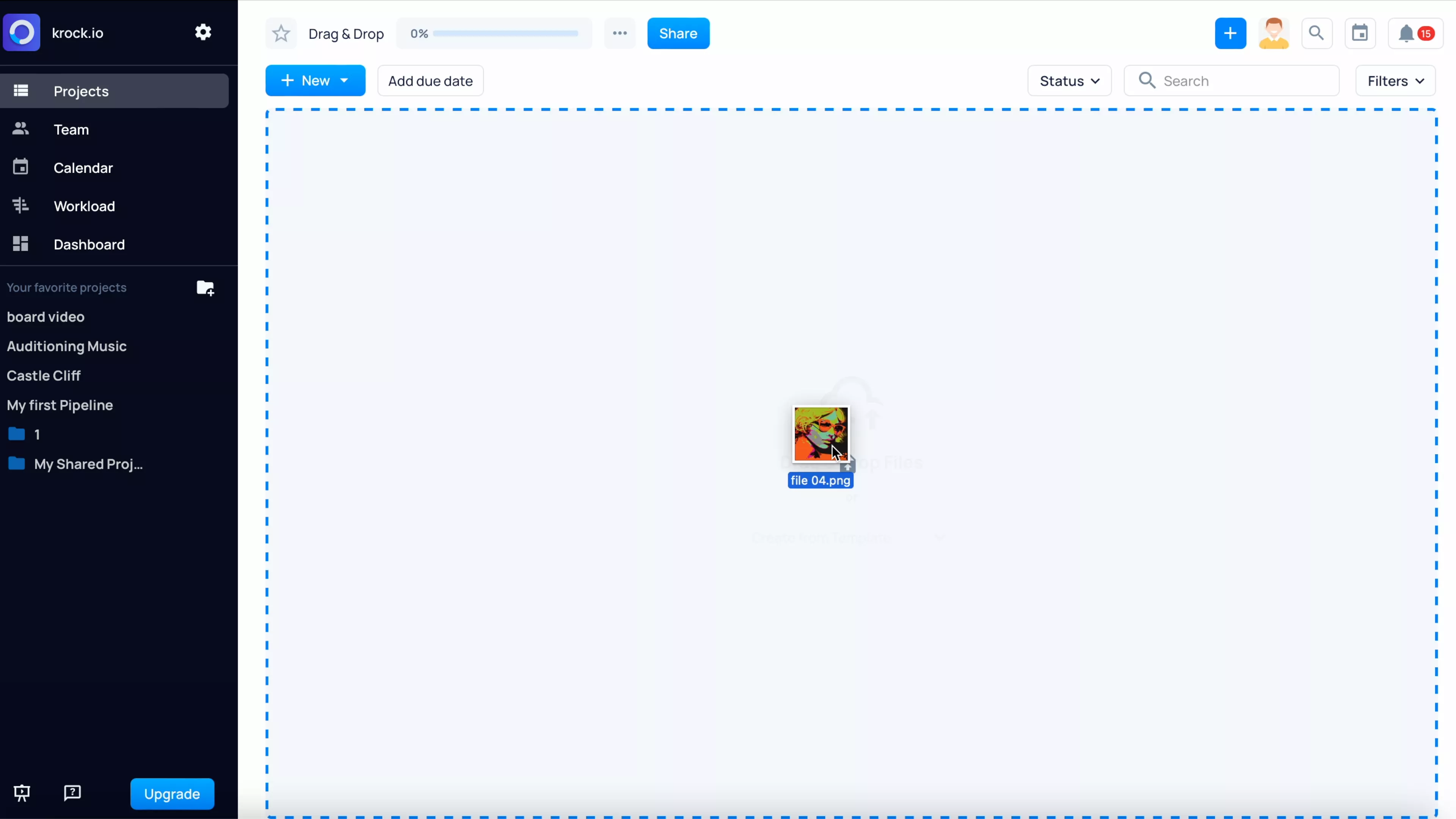 Drag&Drop files in Krock.io