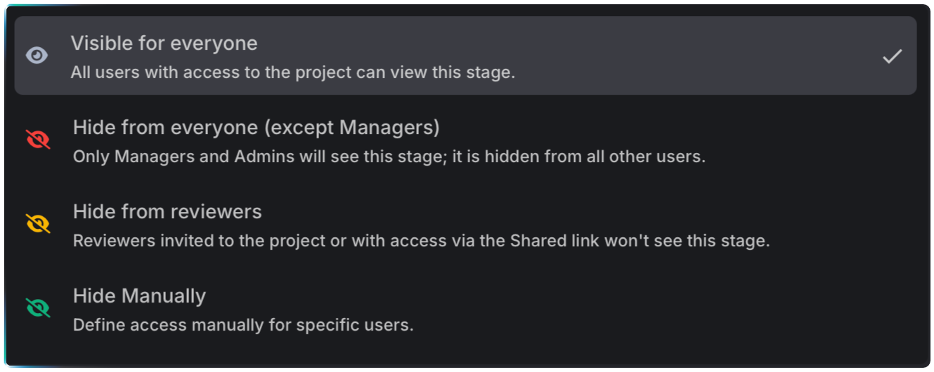 Stage visibility settings Krock