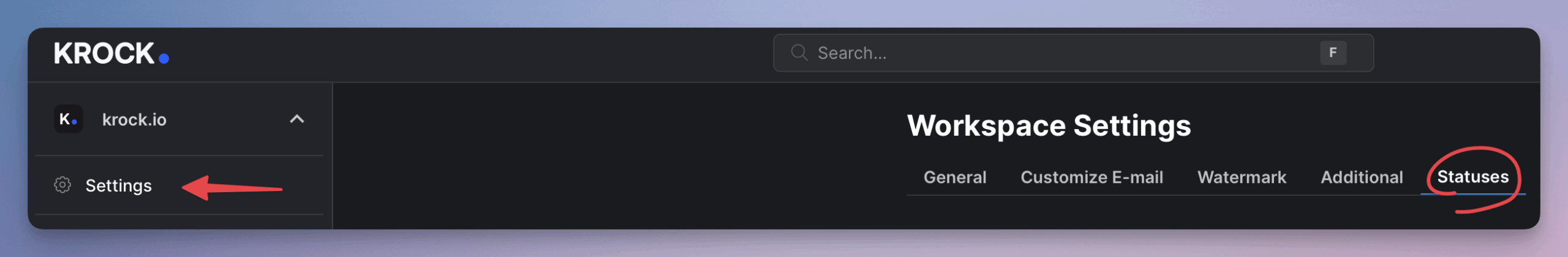 How to manage custom statuses in Krock.io
